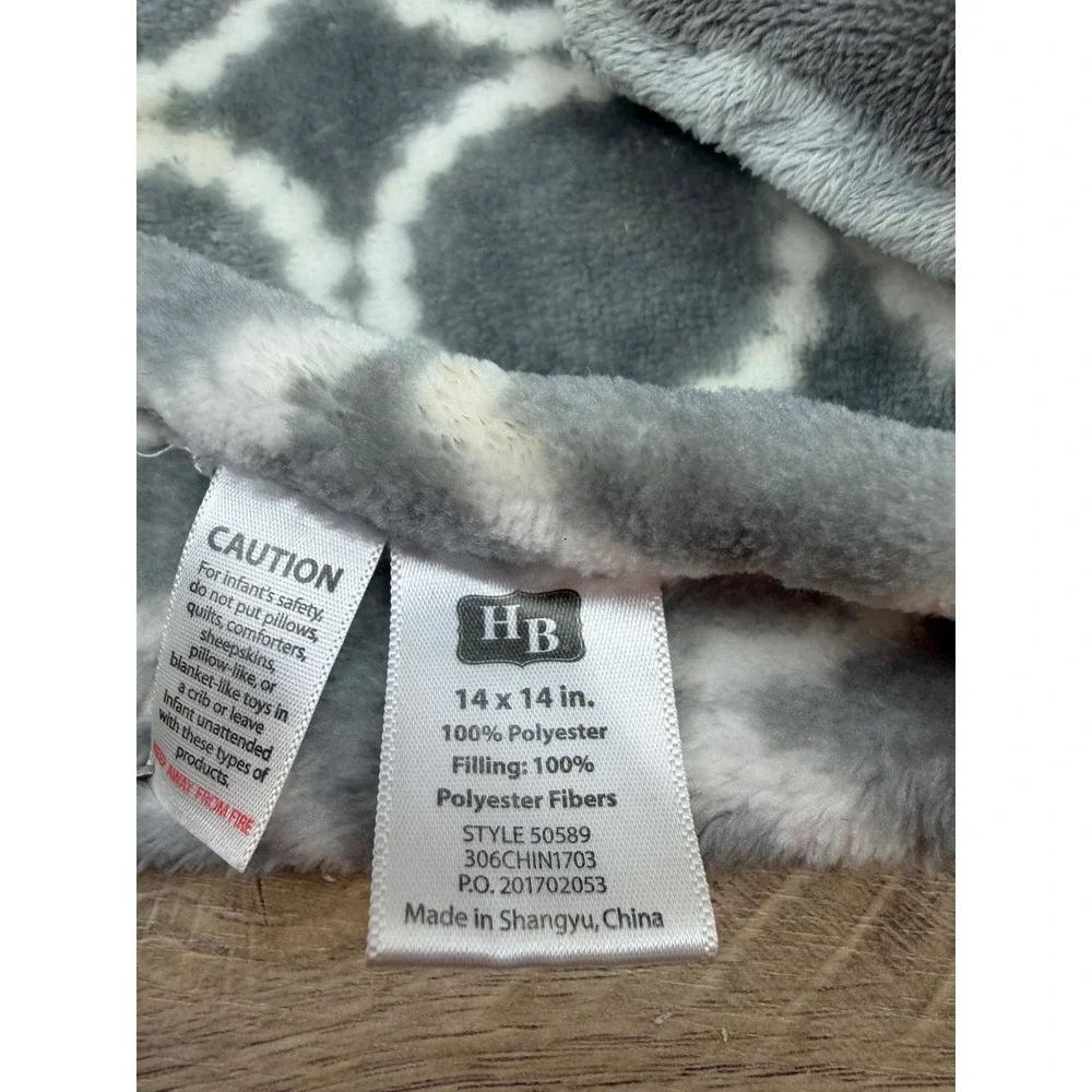 Hudson Baby Elephant Security Blanket Grey White Geometric Circle Lovey 50589
